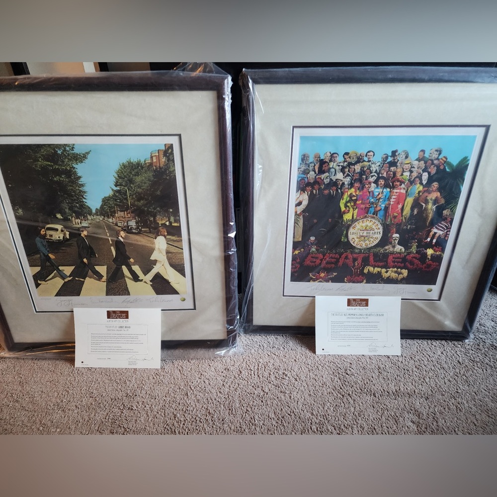 The Beatles Abbey Road and Sgt. Peppers Lonly Hearts Club Band Framed